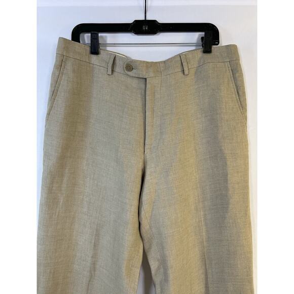 Men’s Linen Tan Pants | Made In Italy Size 36 - Picture 3 of 13